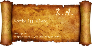 Korbuly Alex névjegykártya